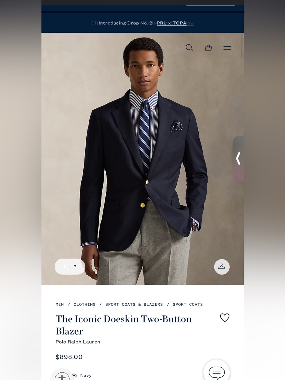 Ralph Lauren Navy 100% Wool Blazer with Gold Buttons